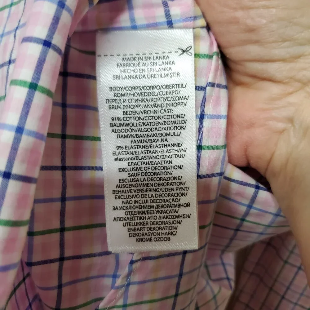 Polo Ralph Lauren Men’s XL Blue Pink Plaid Check Long‎ Sleeve Classic Fit Button